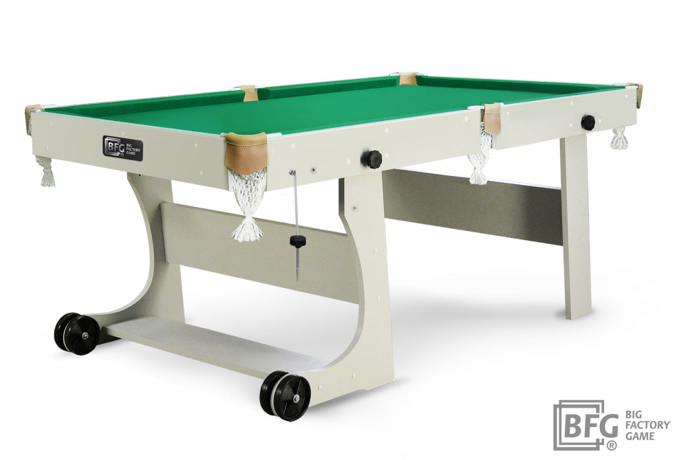 Бильярд BFG Compact Light 6 (Серый) (Пул, серый (ЛДСП), ЛДСП_16, Manchester 45 Yellow green ш1,98м, Х/б сетка)